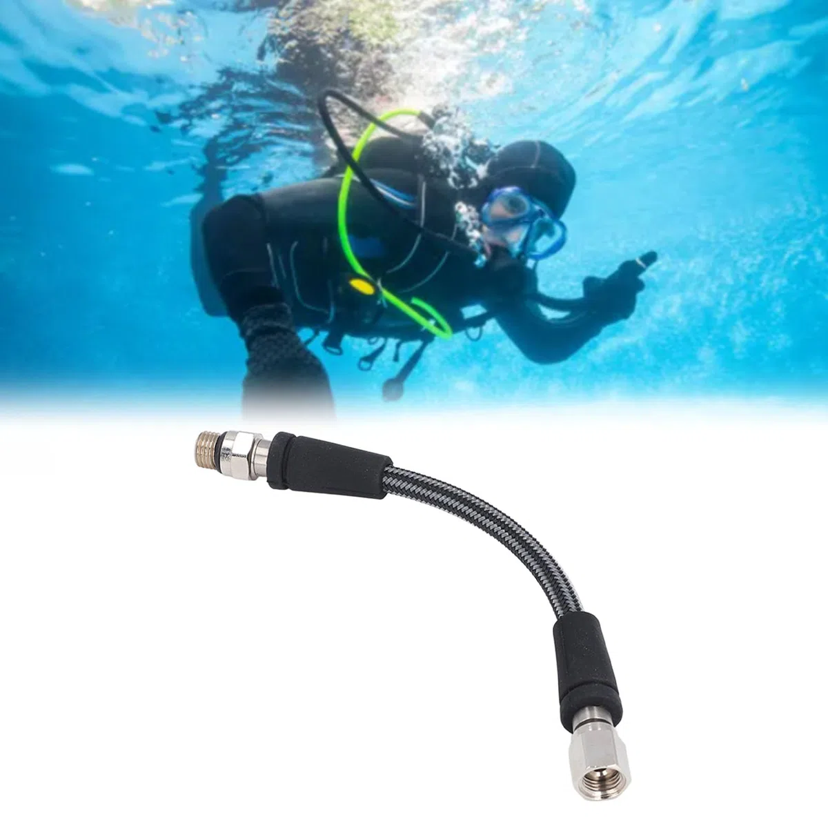 Tuyau de détendeur haute pression - Accessoire de plongée professionnel en fibre de carbone tissée - Tuyau haute pression sûr et flexible pour toutes les activités de plongée sous-marine