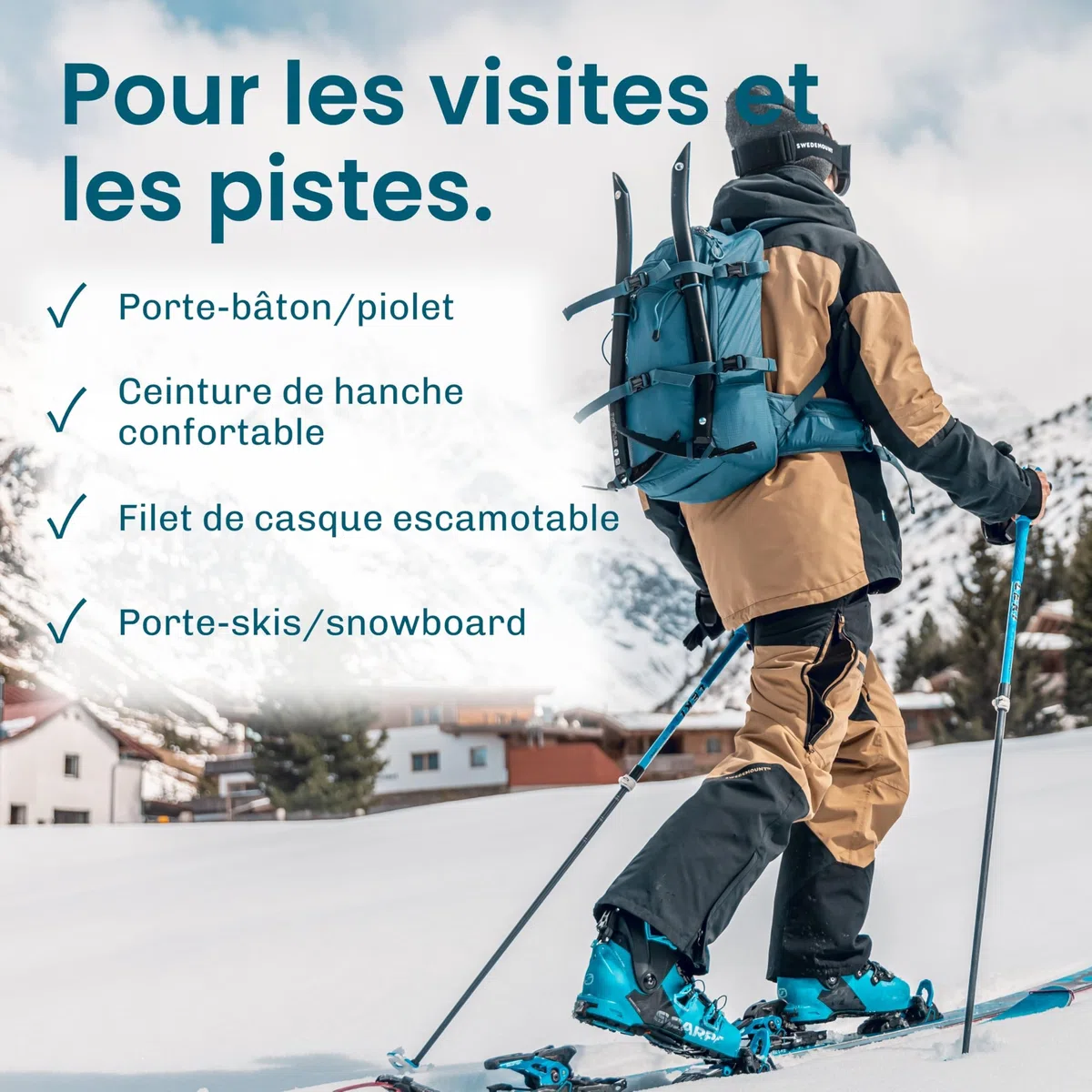 Otaro Sac à Dos Skis (20 l) - Ultra léger - Equipement Ski Homme - Accessoire Ski Homme et Femme - pour Le Ski, Le Cyclisme, Le Camping - Sac à Dos de vélo