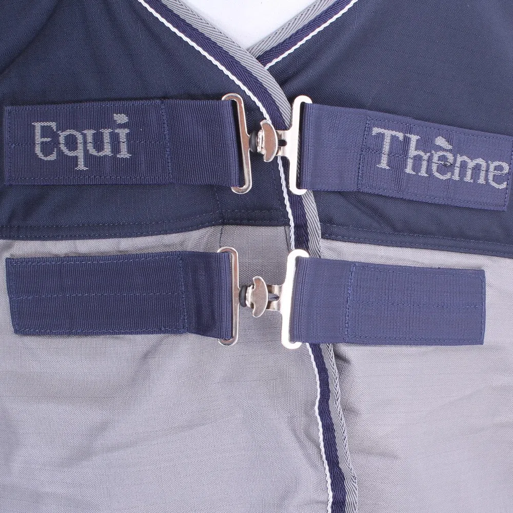 Equi-Theme/Equit'M 400915763 Tyrex 600 D Tapis Col Haut Mixte Adulte, Bleu Marine et Gris, 190 cm