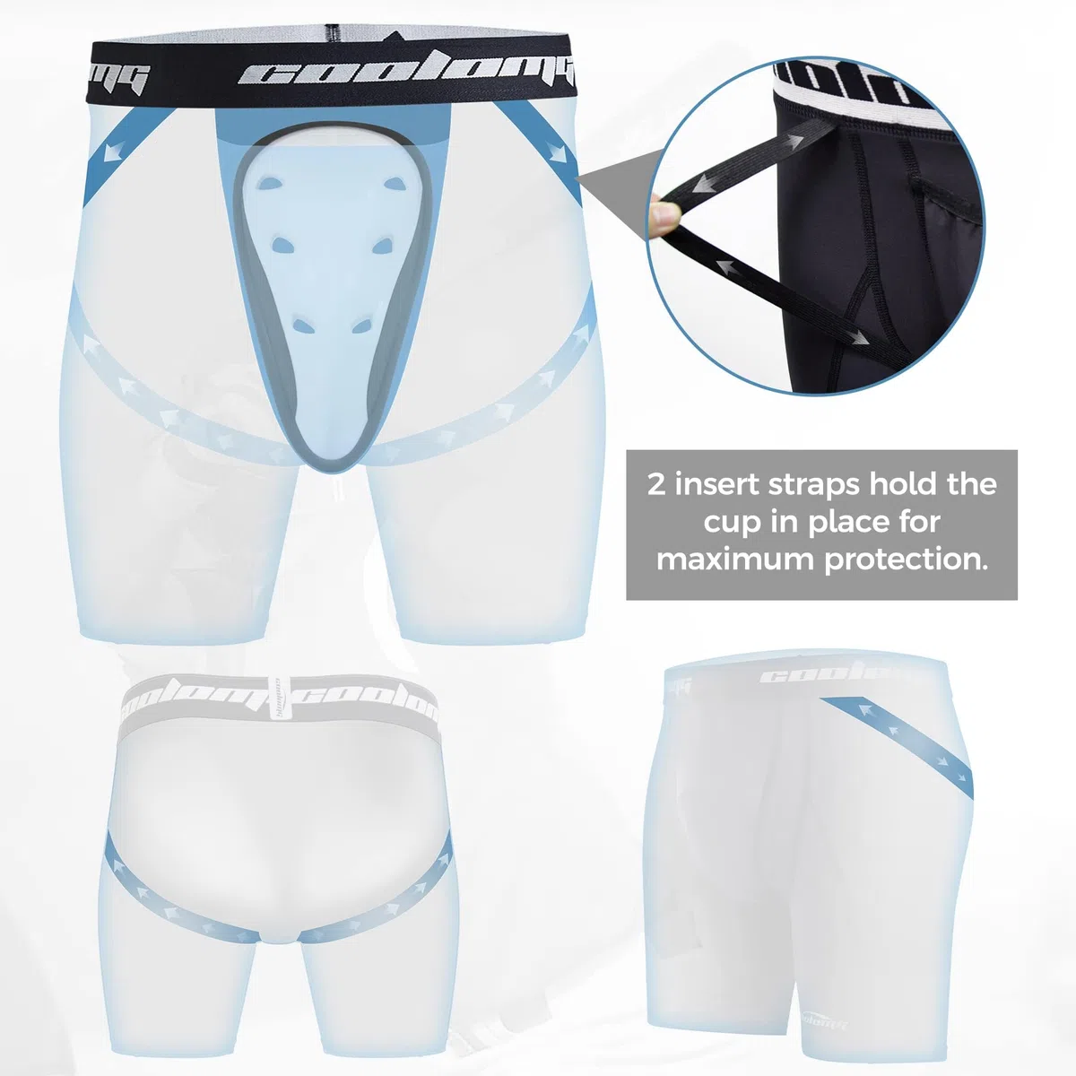 COOLOMG Coquille de Protection Support et Coquille de Protection Concu pour Faire du Sports de Combat: Boxe, Karate, Taekwondo, Krav Maga, MMA, Muay Thai, Hockey sur Glace, Football