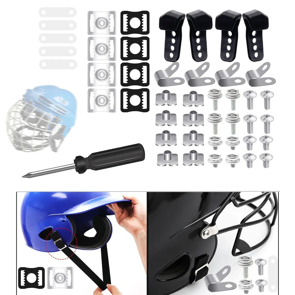 F Fityle de visière de Hockey sur Glace, vis de Casque, Fixations, rondelles, écrous, sécurité Pratique, Accessoires universels, de réparation,