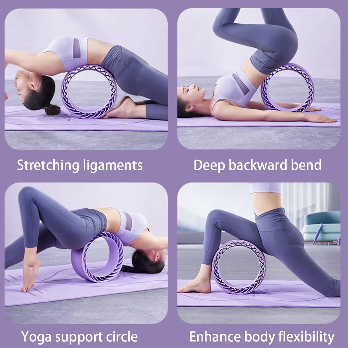 Roue de yoga pour le dos – Roue de yoga rembourrée en mousse avec support central de la colonne vertébrale – Roue de yoga pour améliorer les poses de yoga, les flexions dorsales