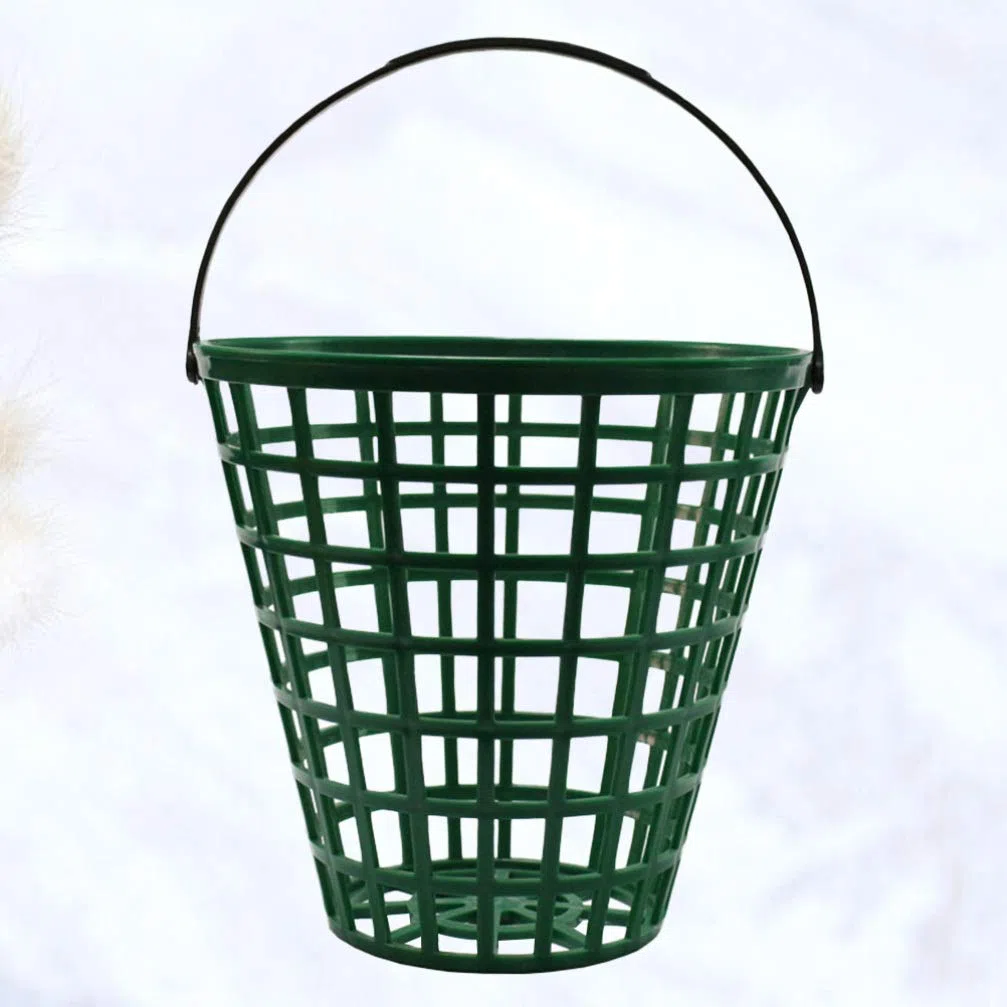 VOSAREA Panier de golf avec poignée Vert Panier de rangement Organisateur de golf Peut contenir 50 balles Contient maison Panier à linge