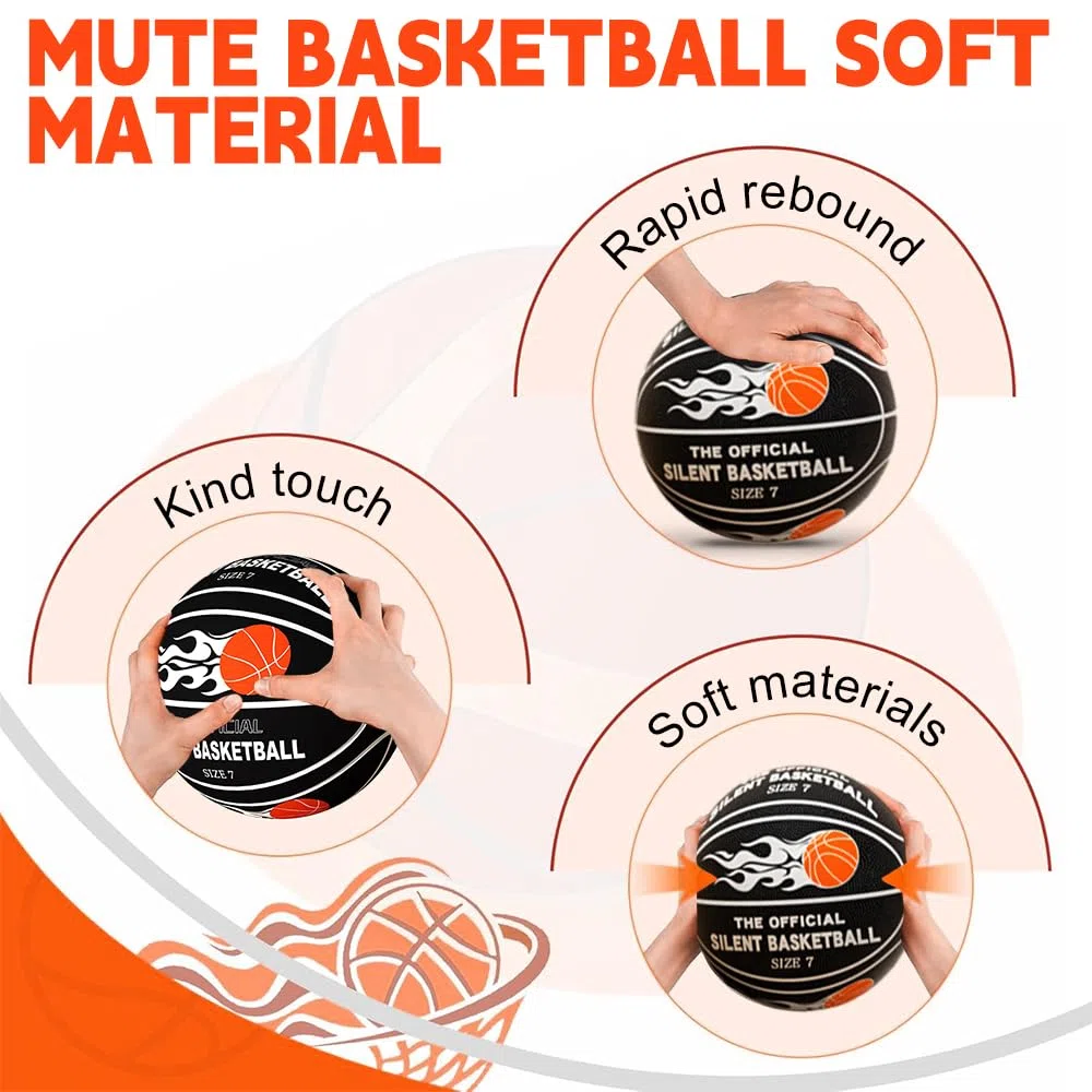 Silent Basketball, Basket-Ball Silencieux, Ballon De Basket Silencieux Taille 7, Ballon en Mousse Haute Densité Non Revêtue, Basketball D'intérieur Silencieux, pour Enfants 3 4 5 6 Ans