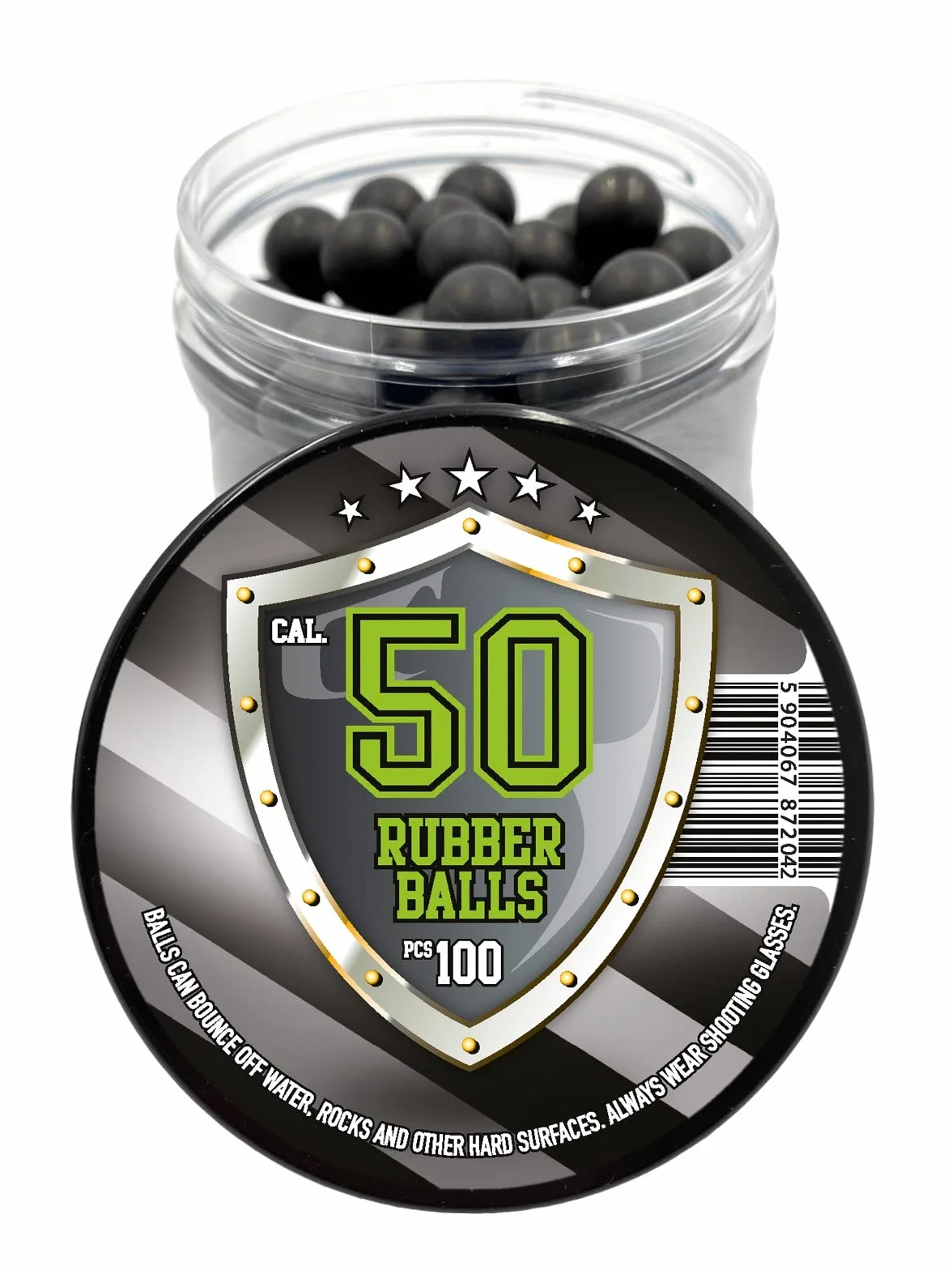100 x Premium Quality Hard Rubber Balls Paintballs Reballs 50 Cal. HDR50 T4E Paintball Shooting Self Defense Billes Calibre .50 - Caoutchouc