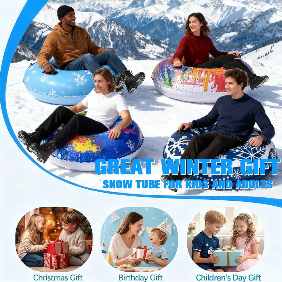 Luge gonflable donut - Jouet à neige gonflable pour adultes - Activité de plein air sur un ski - Pente après le ski ou le snowboard