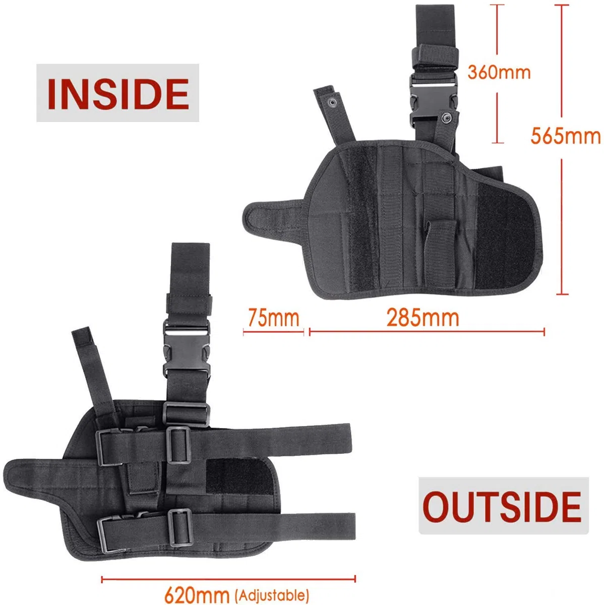 Etui Holster De Cuisse Réglable Jambe Droite Unisex-Adult pour Armée Tactique Airsoft, pour activités en extérieur, Portage d'outils, Cosplay