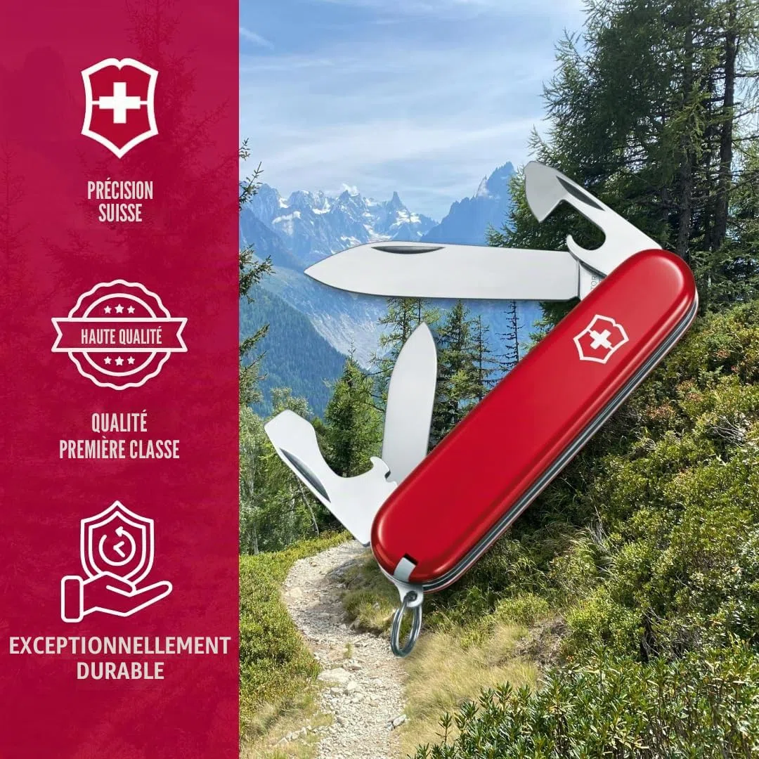 Victorinox, Recruit, Couteau de Poche Suisse, Multifonction, Léger, 10 Fonctions, Grande lame, Ouvre-boîtes, Tournevis 3 mm