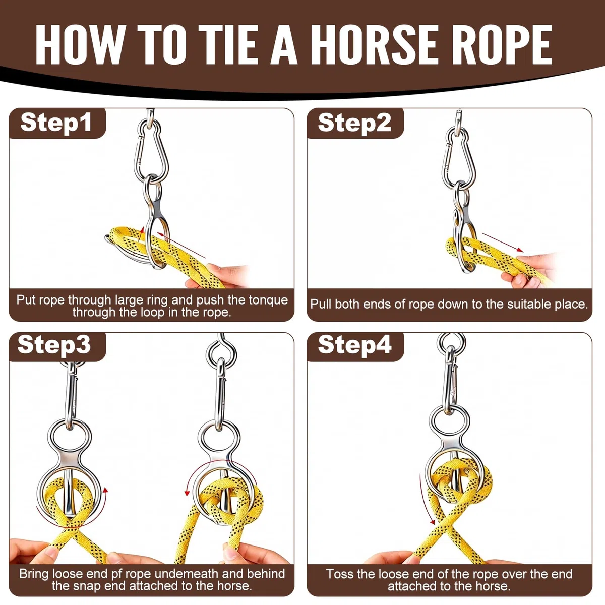 Lot de 2 Anneau d'attache pour cheval, en Acier Inoxydable Anneau de Cravate pour Chevaux pour Accessoires de Cheval de Sécurité à Dégagement Rapide, aide à tirer vers l'arrière, libère le stress du