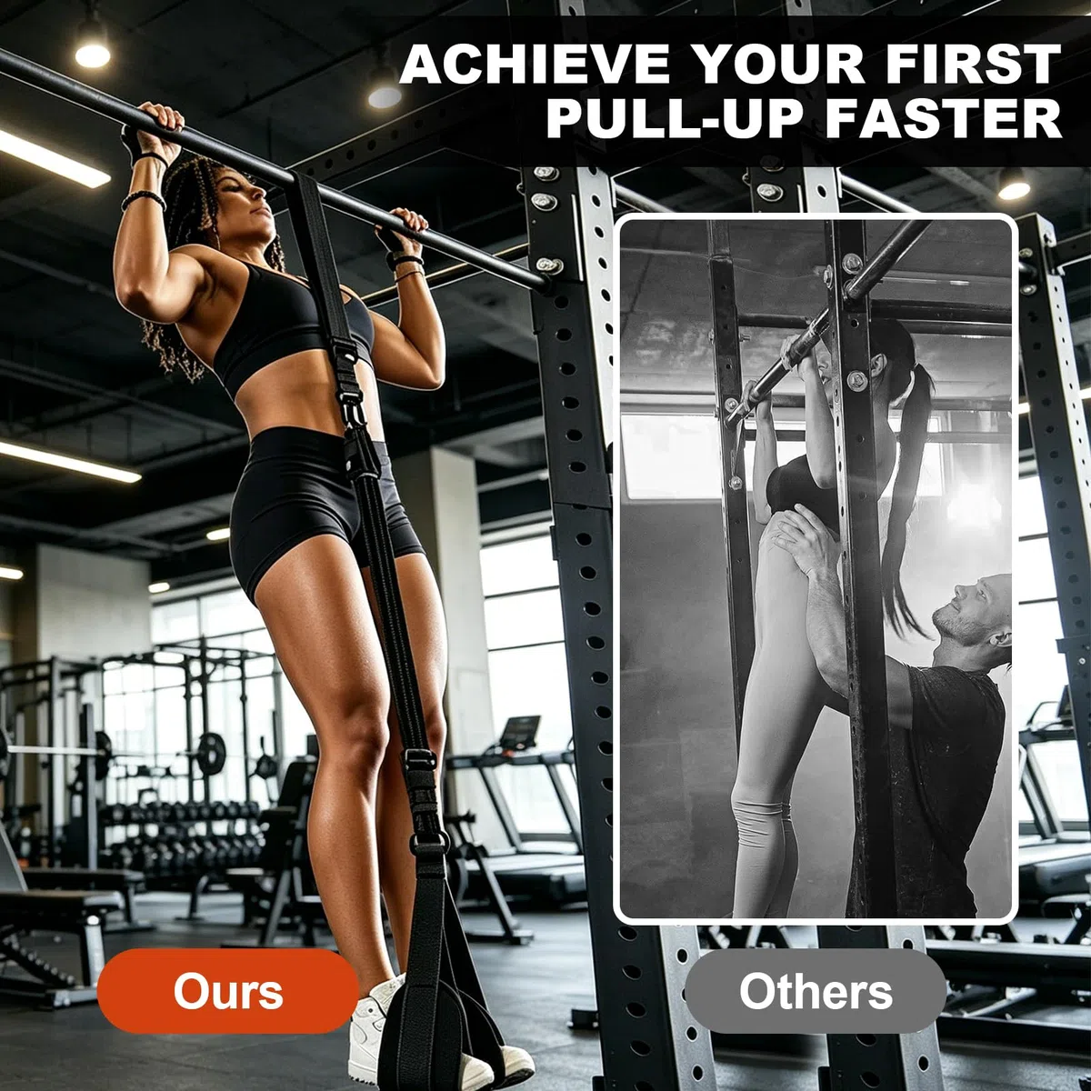 Bande de Traction avec 4 Bandes Elastique de Résistance 75-300Lbs, Réglables Hauteur, Elastique Musculation pour Tractions pour Les Débutants, La Musculation