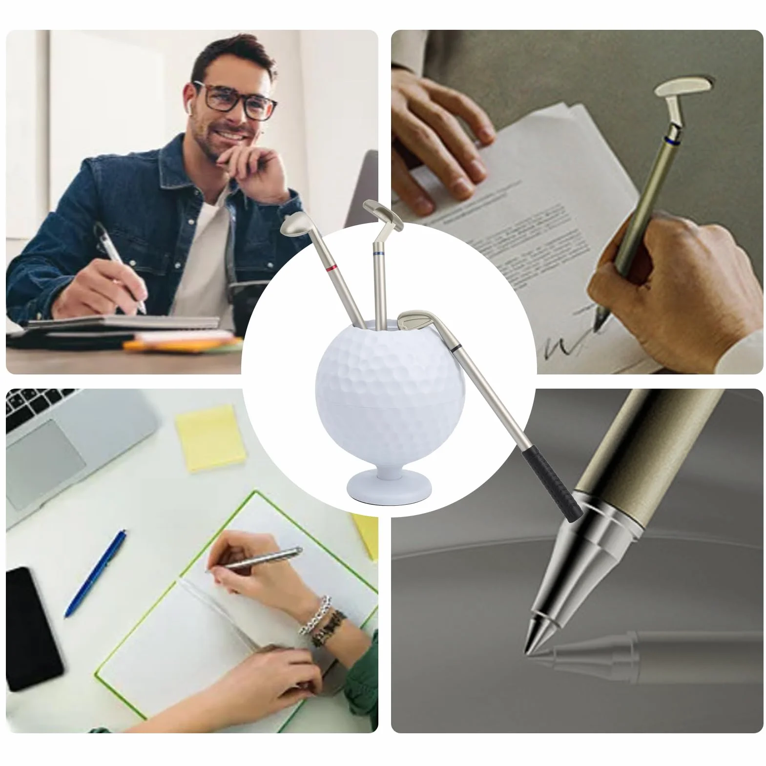 CHICIRIS Porte Stylo modèle de Balle Golf 3 stylos à Bille Bureau Mini Souvenir Noël pour Golfeur-Stylo De