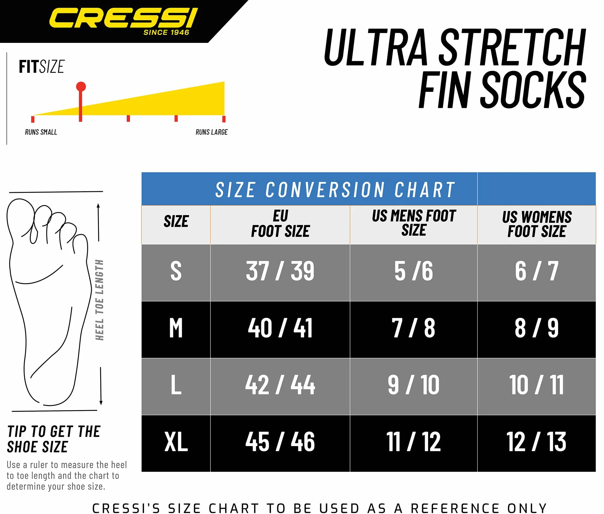 Cressi Unisex Ultra Stretch Ultra Stretch Socks Premium Neoprene Anti Slip 1.5mm (pack of 1)