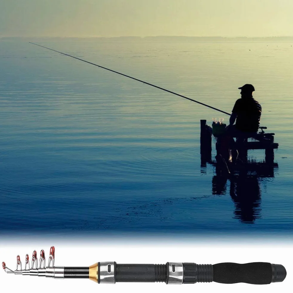 Canne à Pêche Petit Pôle de Mer Portable Mini Pêche en Mer Télescopique pour Voyage Pêche à La Truite d'eau Douce