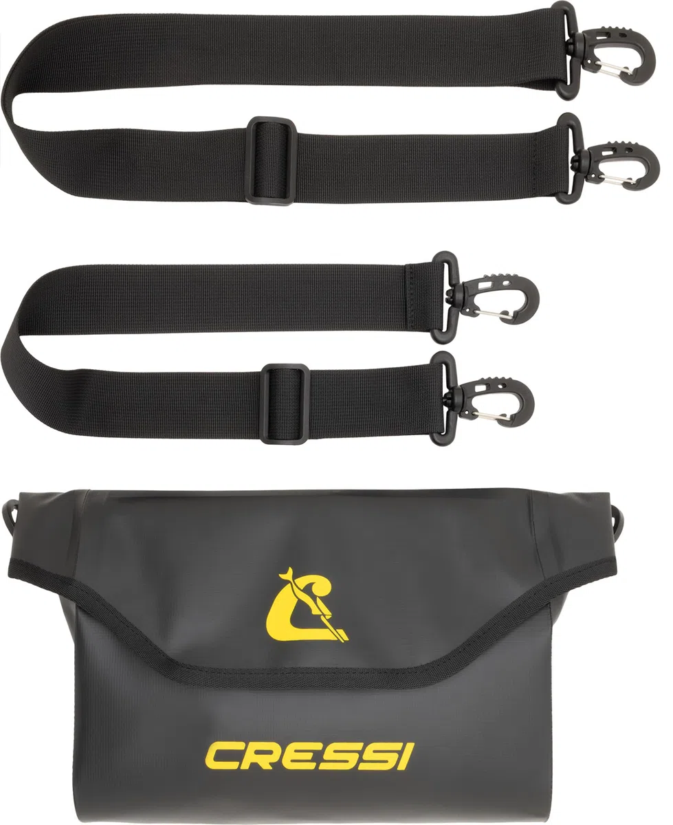 CRESSI Depuis 1946 - Wombat Pouch Black Sac Banane Multifonction étanche en PVC Tarpulin Noir pour Transport et Protection d’Objets et Accessoires Contre Eau Sable poussière et humidité