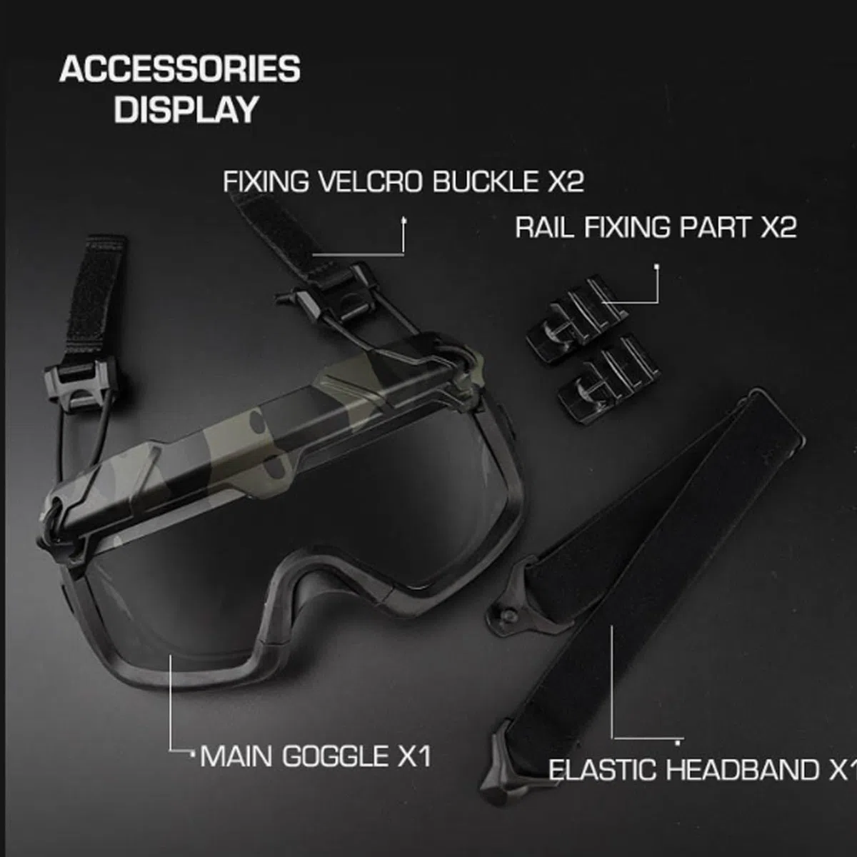 Lunettes Airsoft Split à Deux Modes, Accessoires Tactiques pour Casque à Fixation Rapide, pour Équipement de Chasse Fixation par Clip sur Rail
