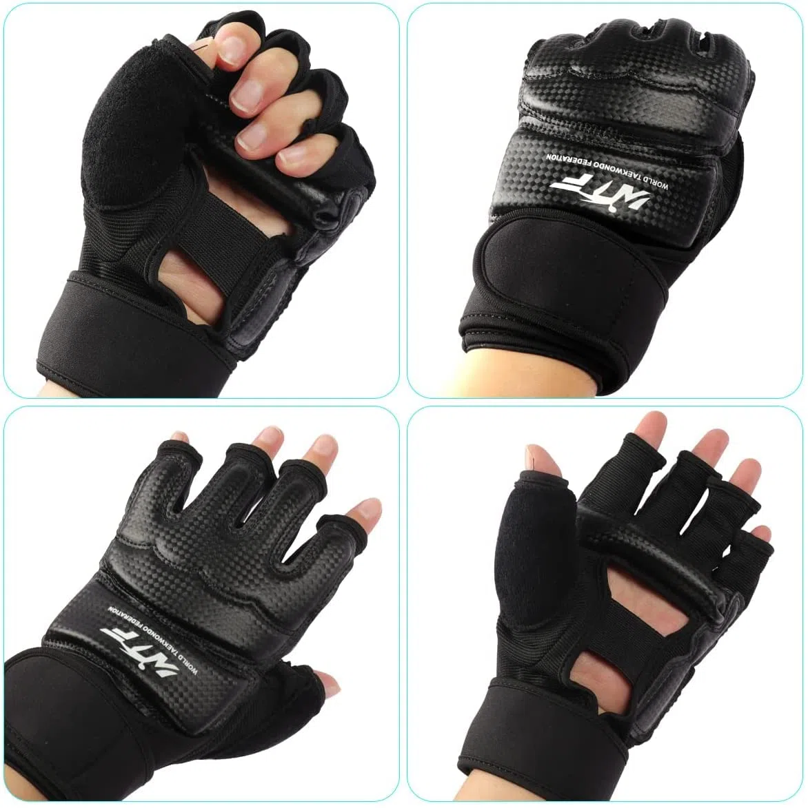 Gants MMA Entraînement d'art Martiaux, LangRay Gants de Boxe Karate Taekwondo Sparring pour Enfants & Adultes (Noir, L)