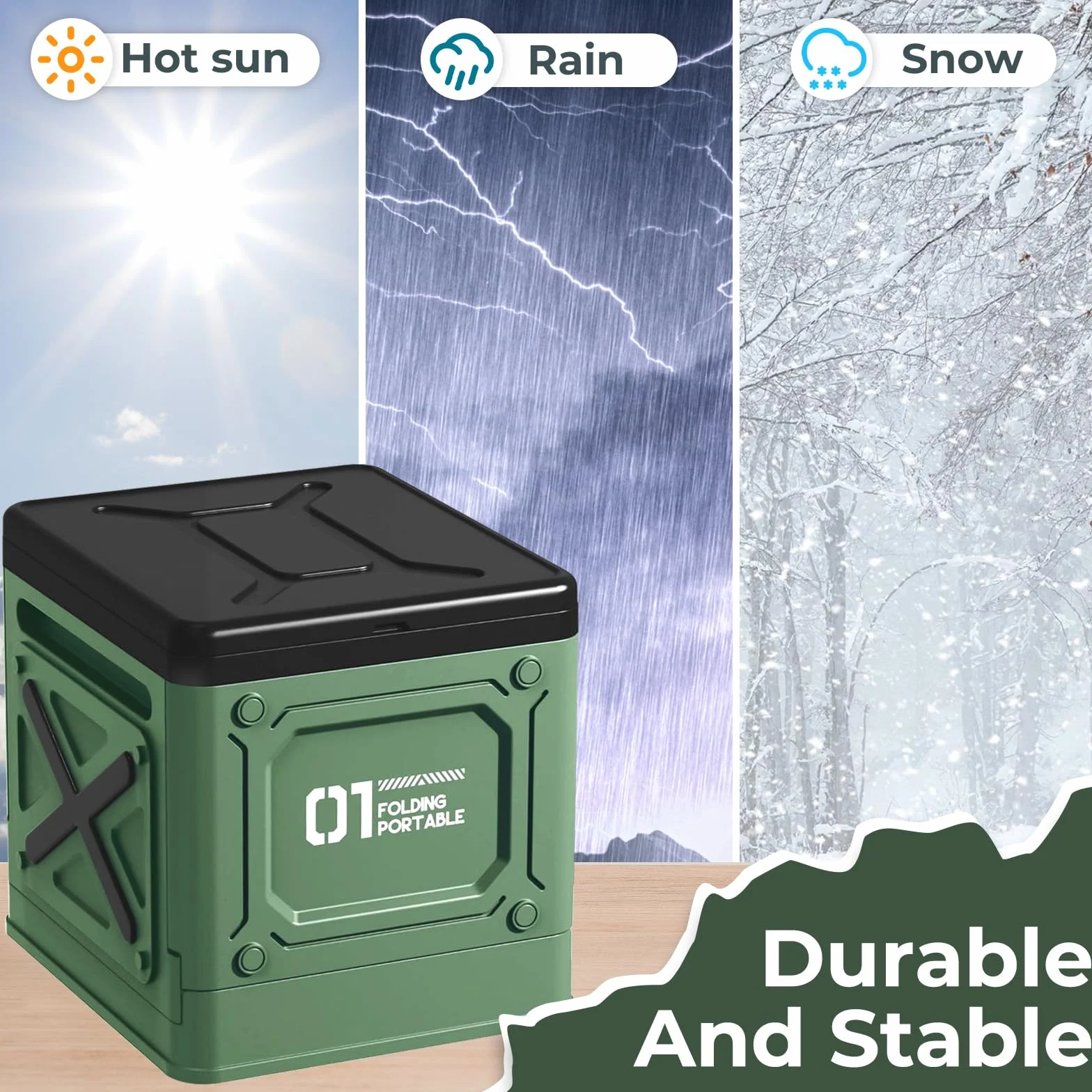 Toilette Portable,Toilette Camping,WC Portable avec Sac Poubelle,Toilette Pliable,Toilettes Portables pour Hommes et Femmes,Toilette Seche Portable,pour Camping,Voyages,Plage (Vert)