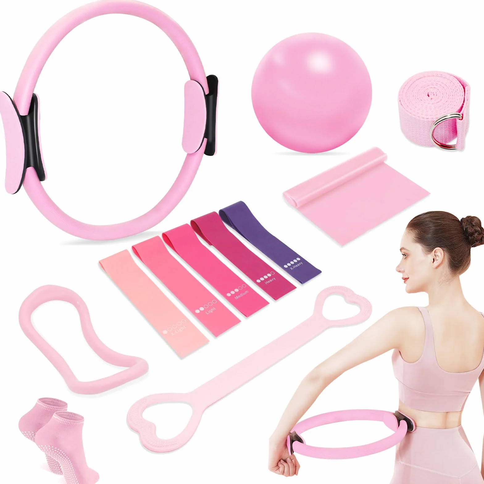 Kit Pilates Essentials,13Pcs Kit Pilates Portable Maison, Kits De Yoga Et Pilates, pour Pilates, pour Musculation