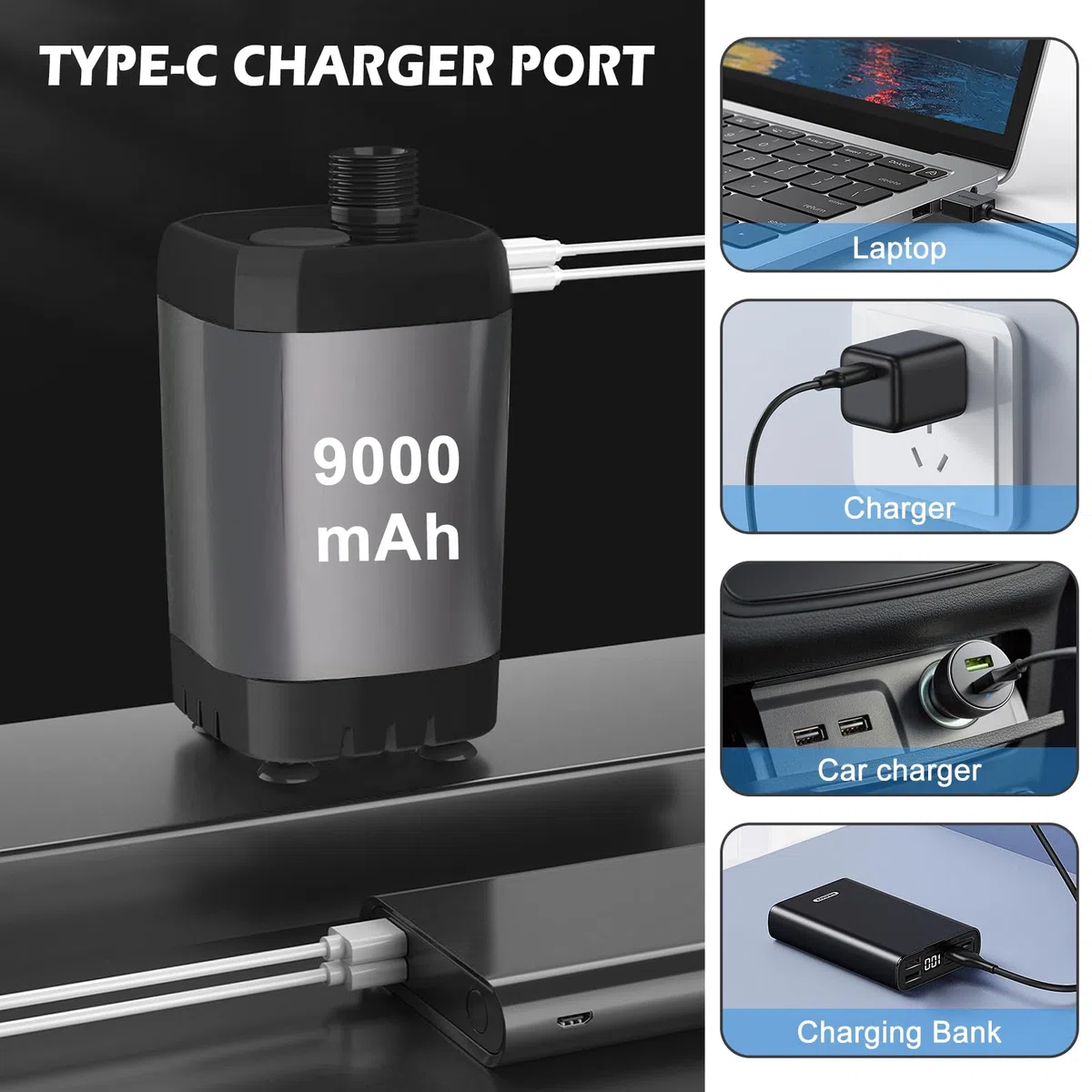 Kit Douche de Camping,Camping Douche Portable 9000mAh,Douche de Camping Rechargeable avec Pompe de Douche Électrique Rechargeable,Portable Camping Douche,Douche Camping pour Extérieure Camping Voyage