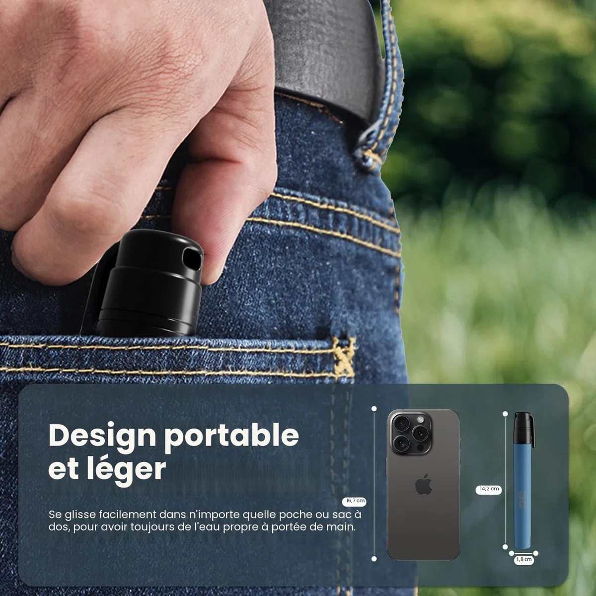 Paille Filtrante de Survie- Purificateur d'Eau pour Randonnée Camping Bushcraft - Filtre à Eau de Poche, Materiel Militaire Accessoires Survivalisme Equipement Kit. (bleu*2)