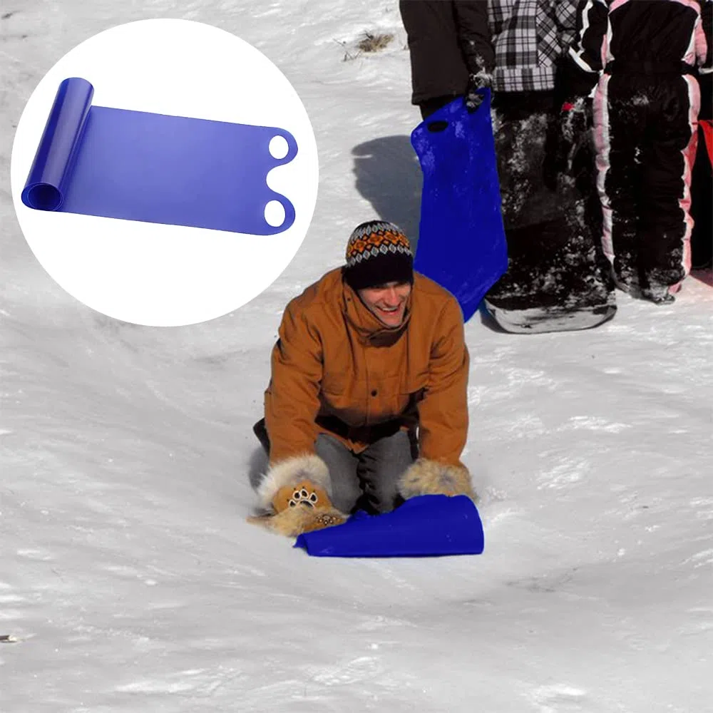 Luge Extérieure d'hiver Traîneau à Neige 42 x 137 cm avec 2 Poignées Perforées Pliable Extérieur Hiver Neige Traîneau Ski Planche Neige Herbe Sable Planche Snowboard Soucoupe Traîneau Luge