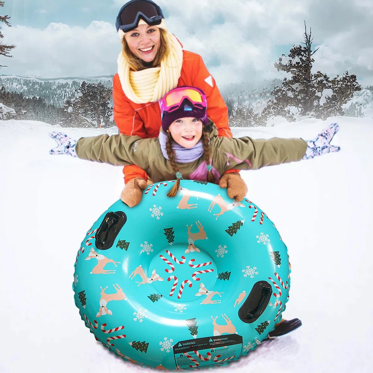 Ski Gonflable, Tube À Neige Gonflable, Luge Gonflable avec Poignées, Luge Gonflable pour Tube De Neige, Bouée À Neige Idéal pour Les Sports d'hiver en Plein Air