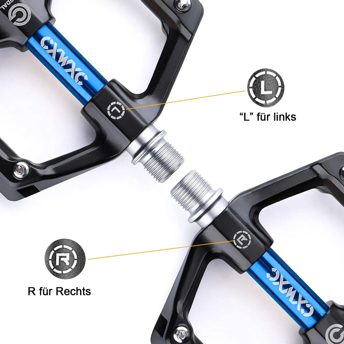 CXWXC Pédales de vélo avec 3 réflecteurs et Couche scellée en Alliage d'aluminium - Large Plate-Forme - Pédales de vélo de 9/16" - Légères - Antidérapantes pour VTT, vélo de Route