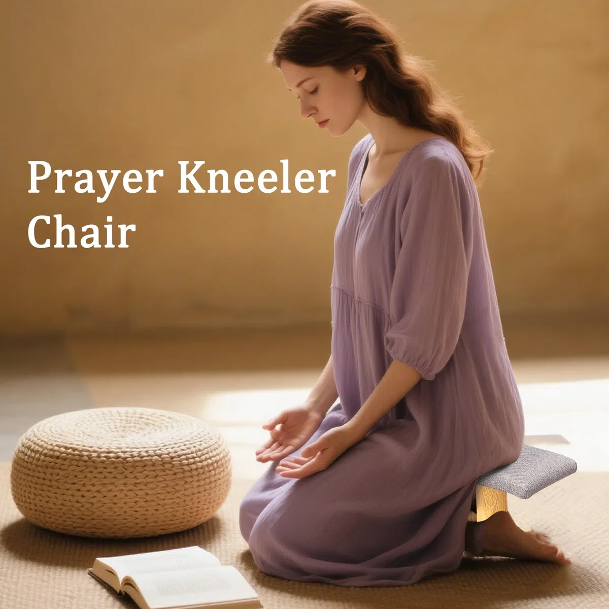 Banc de méditation, Chaise de prière Portable avec Coussin, tabourets ergonomiques pour la méditation et Les Genoux, siège d'équilibre pour la Relaxation, Femmes, Hommes et Adultes