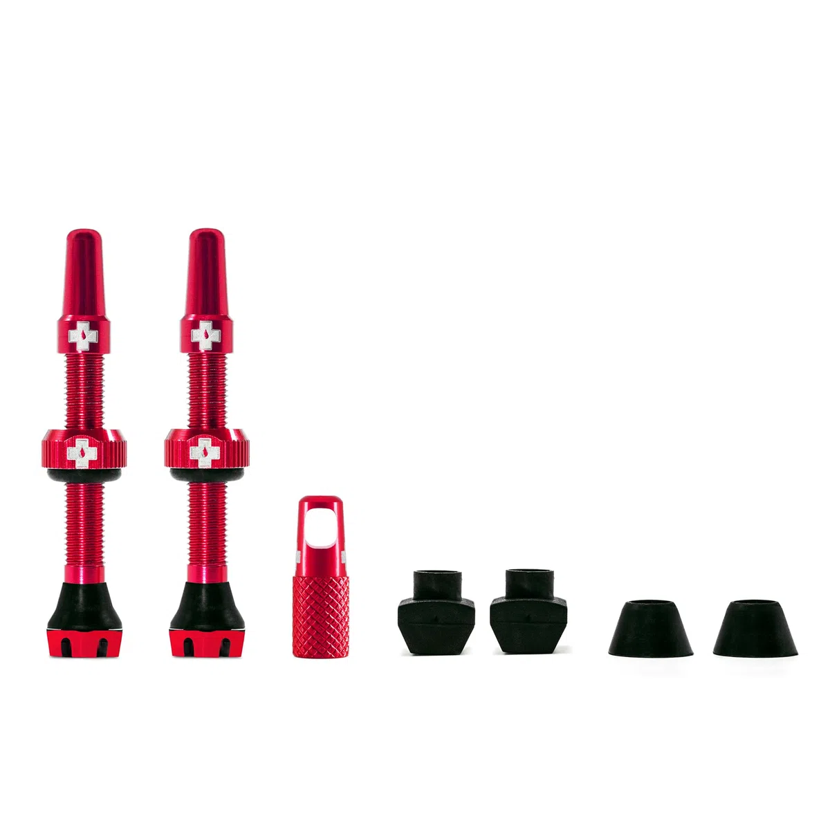 Muc-Off Valves Presta Tubeless - 44 mm - Valves de Vélo Anti-Fuite de Qualité Supérieure avec Outil Démonte-Obus de Valve Intégré - Rouge