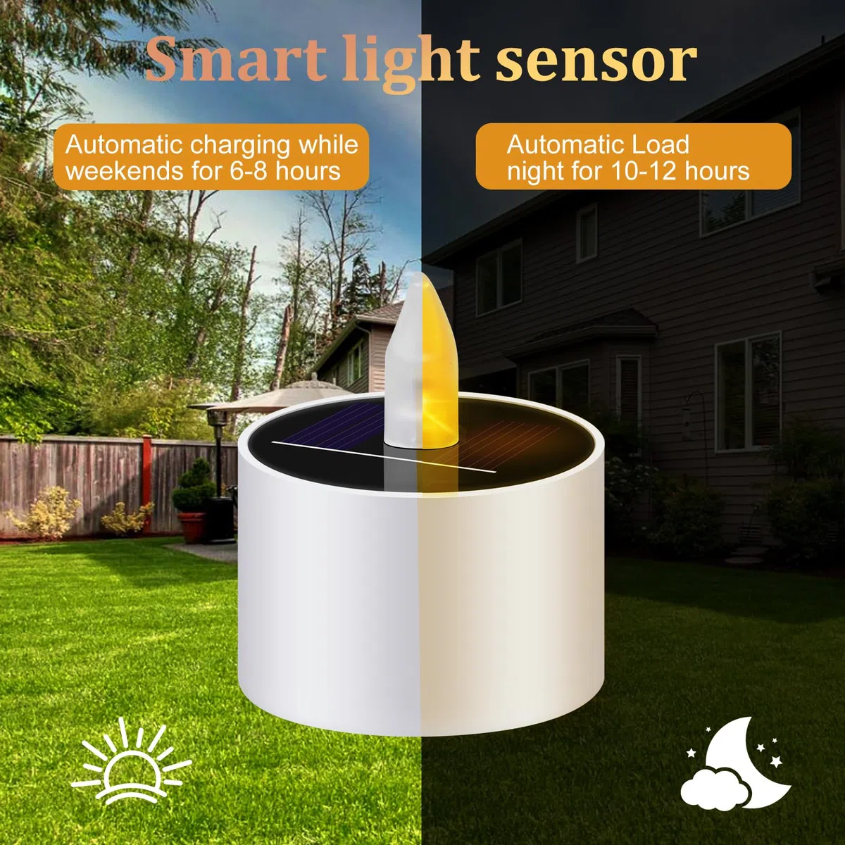 Lot de 12 Bougies solaires extérieures, Bougies chauffe-plat LED, pour terrasse, jardin, camping, décoration de chambre