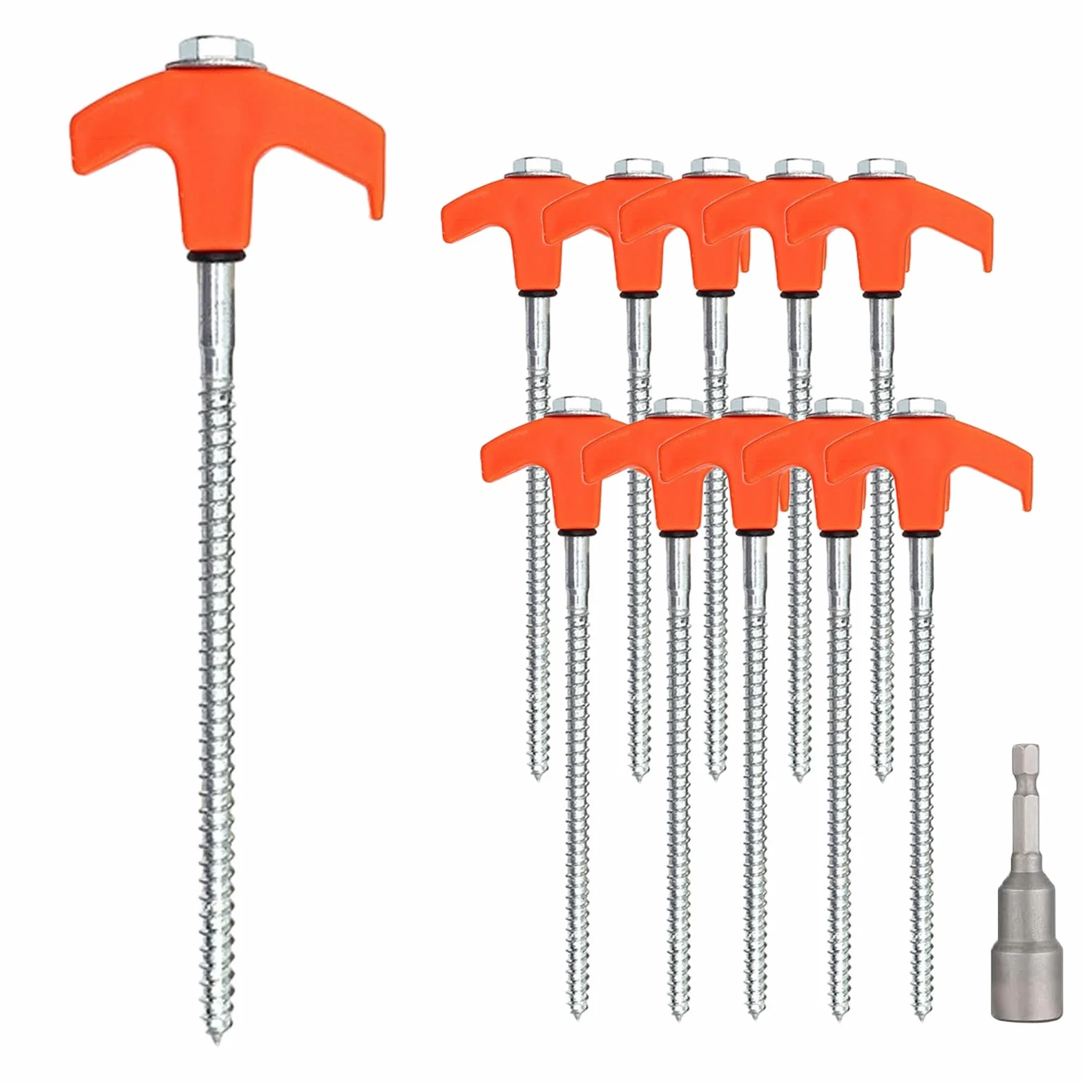 10 Pièces Piquets de Tente à Visser, Sardine Camping, Sardines de Fixation 20 cm, pour Camping Extérieur Pique-Nique Randonnée Pêche