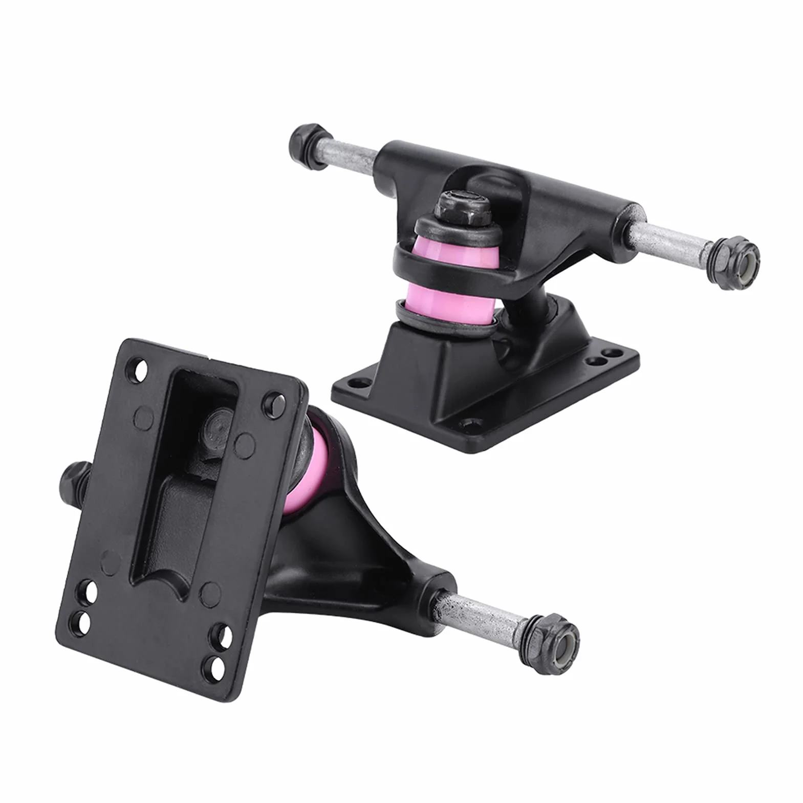 KIMISS 2pcs Skateboard Trucks, Roues ABEC Longboard 3,0 Pouces Skateboard Combo 3,25 Pouces Camions 3,8, Camions Tonnerre, 2 Accessoires Skatebaord (Couleur Aléatoire du Coussinet en PU)