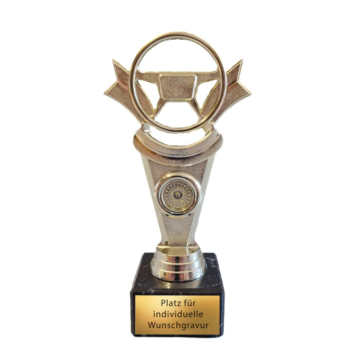Coupe de tuning de 17,5 cm pour les amateurs - Trophée personnalisable avec gravure au choix - Volant doré - Parfait pour les ateliers automobiles