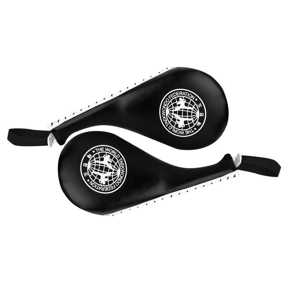 BORDTRACT Lot De 2 Coussinets De Frappe pour Taekwondo en Cuir PU Et Rembourrage en éponge Haute Densité, équipement D'entraînement pour Karaté, TKD, Arts Martiaux, Dojo(Noir)