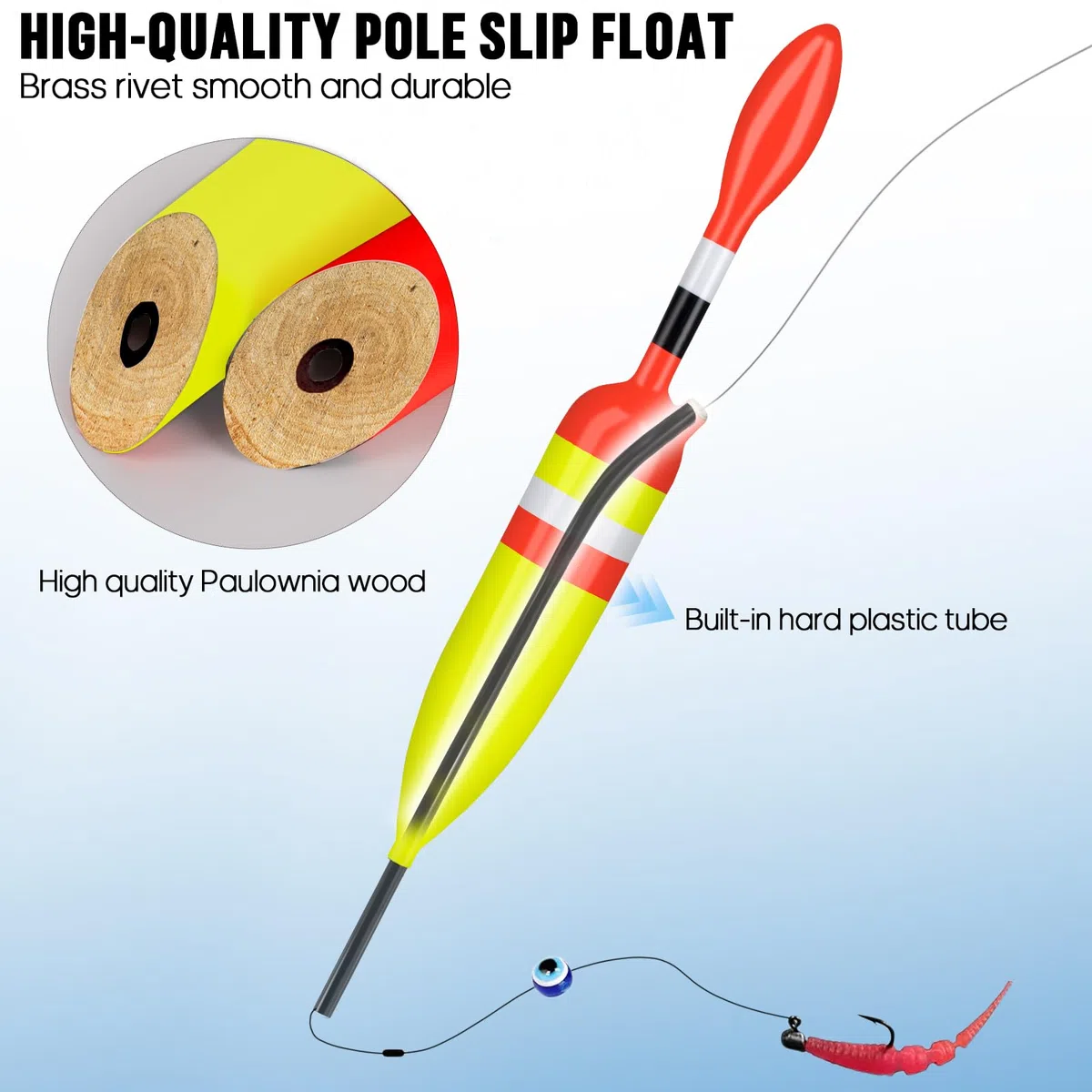 THKFISH Lot de 5 flotteurs de pêche et flotteurs de balsa, flotteurs de pêche pour la pêche à la Crappie, Bluegill, Truite, Bar, panfish, Silure, doré Jaune