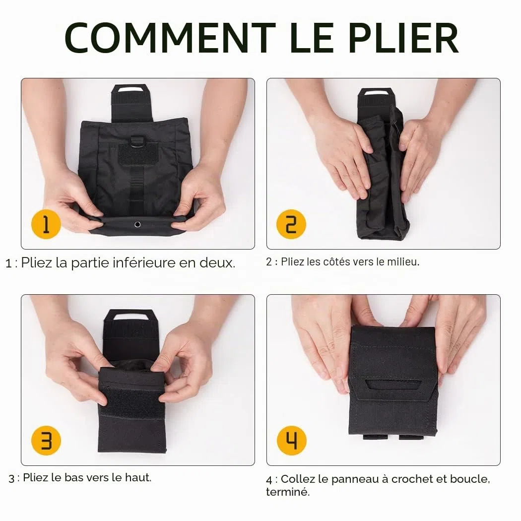 IDOGEAR Pochette de Décharge Tactique Pochettes à Cordon pour Ceinture Tactique Gilet Sac à Dos Pochette Utilitaire Pliable