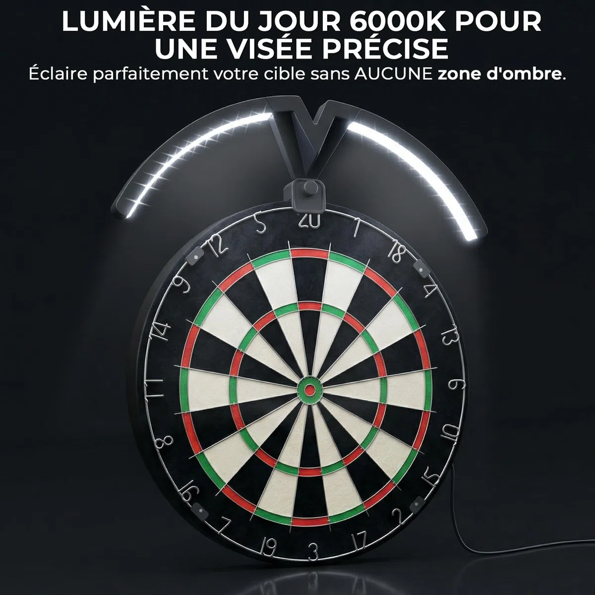 Éclairage Fléchettes, LED Lampe pour Cible de Fléchettes 6000K, Installation Facile pour Toutes Cibles Standard
