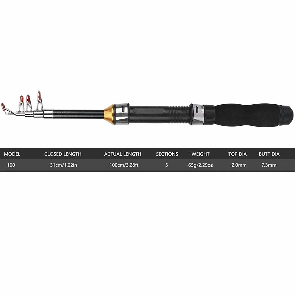 Alomejor Small Fishing Rods Sea Fishing Pole Mini Telescopic Fishing Rod 28049-100 for Fishing Outdoors