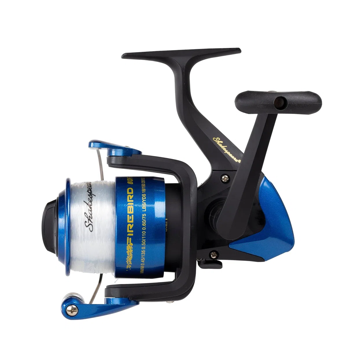 Shakespeare Firebird Spinning Reel - Moulinet léger avec poignée et Bobine en Graphite, Conception à roulement à Billes pour la pêche en Eau Douce - Tailles Multiples