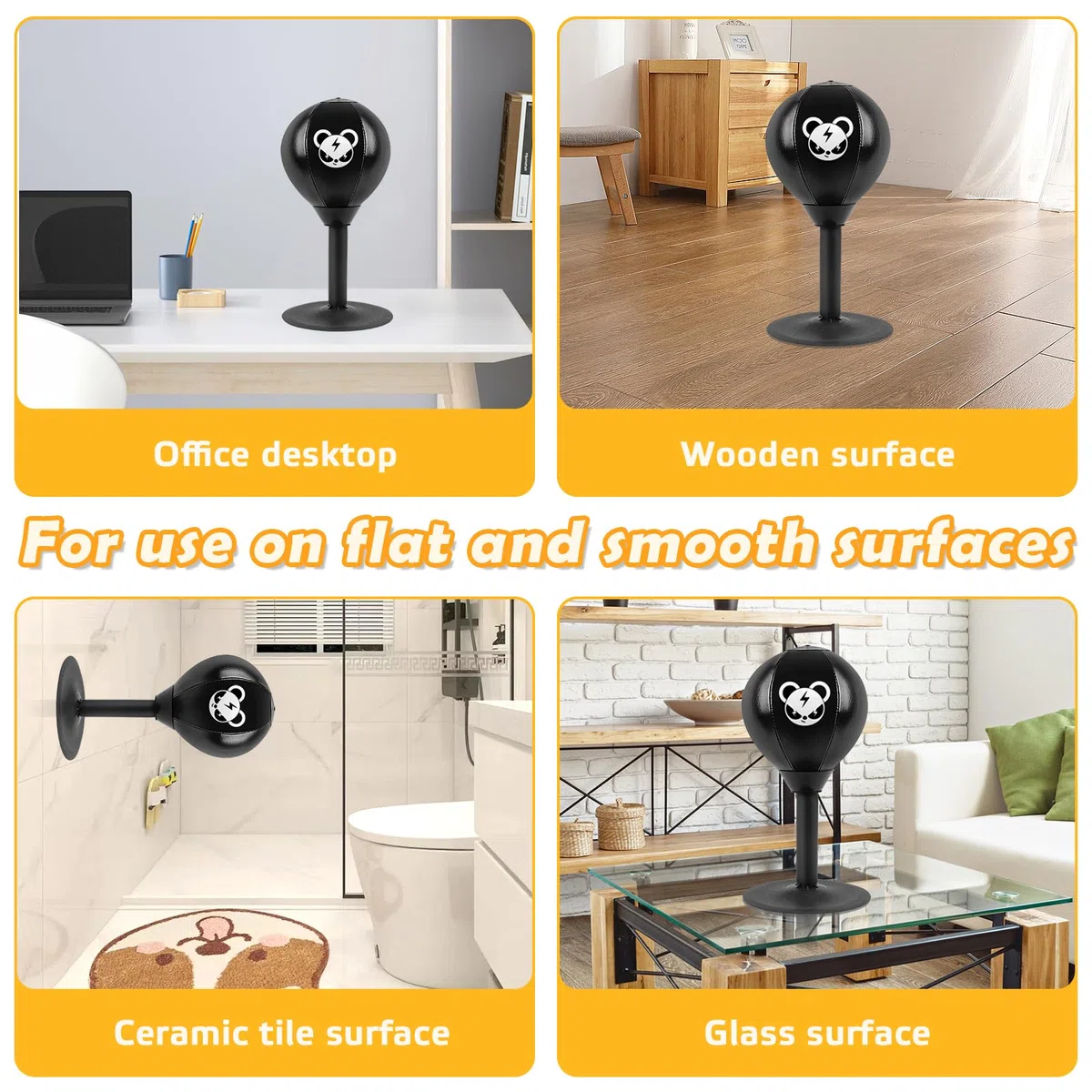 Table de punching ball - Mini sac de frappe - Avec ventouses puissantes - Soulage le stress - Pour soulager le stress