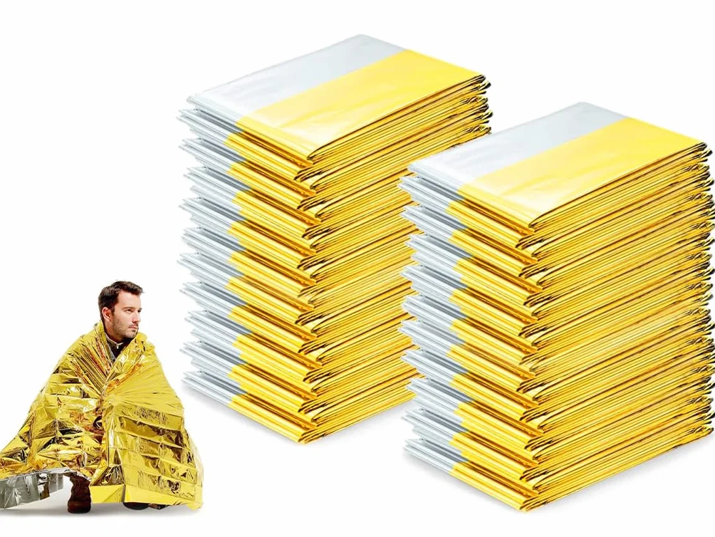 20PCS Couvertures de Survie Thermiques, pour Plein Air, Randonnée, Survie, Marathon ou Premiers Soins