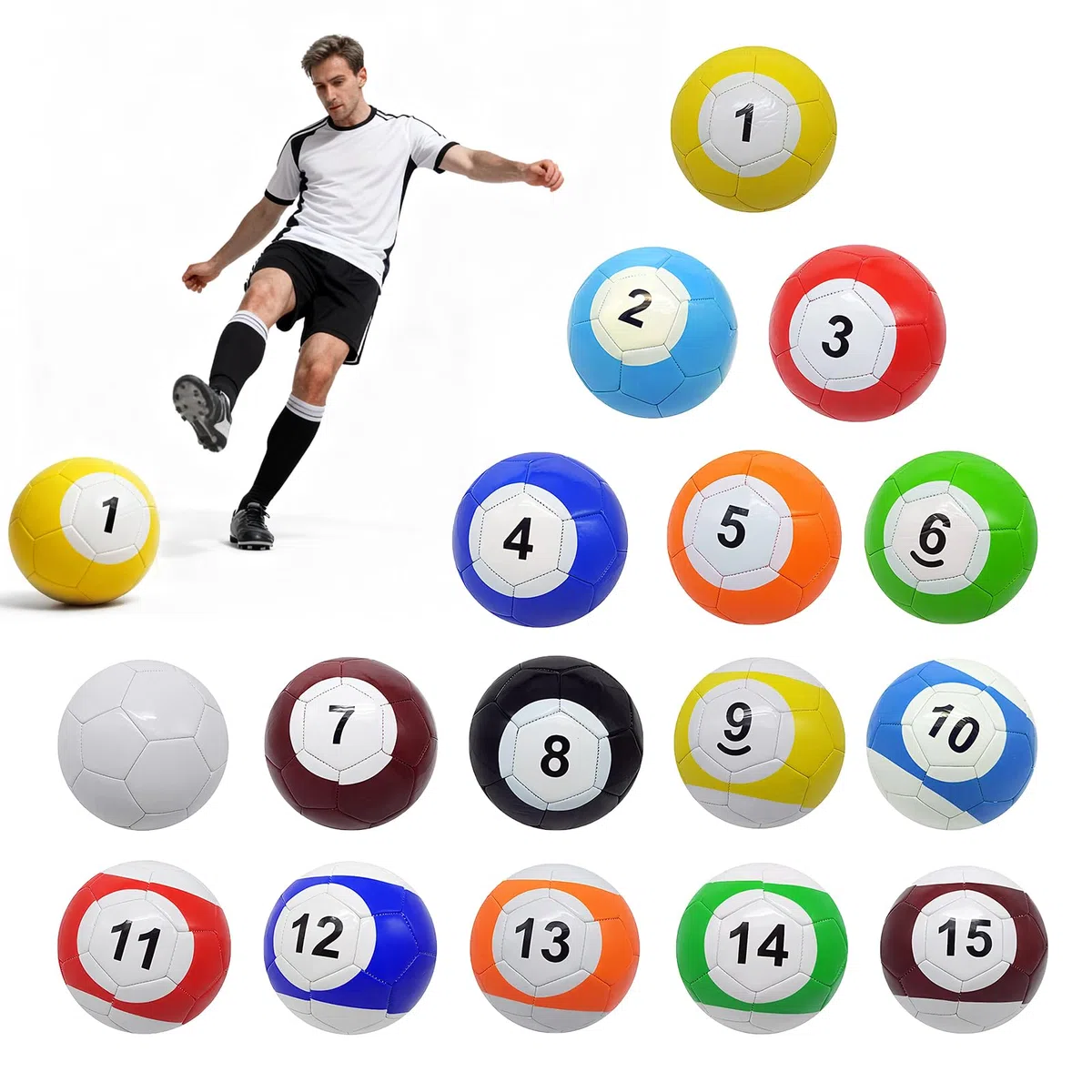 Lot de 16 balles de football gonflables en cuir pour jeux de table, jeu de sport pour adultes, arrière-cour, extérieur et intérieur, 18 cm