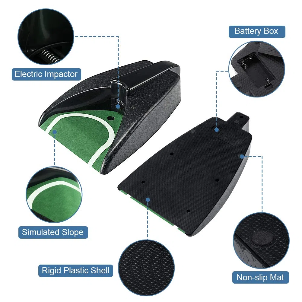 Tapis de Putting Portable Professionnel - Retour de Balle Automatique - Mini Golf pour Entraînement Intérieur et Extérieur