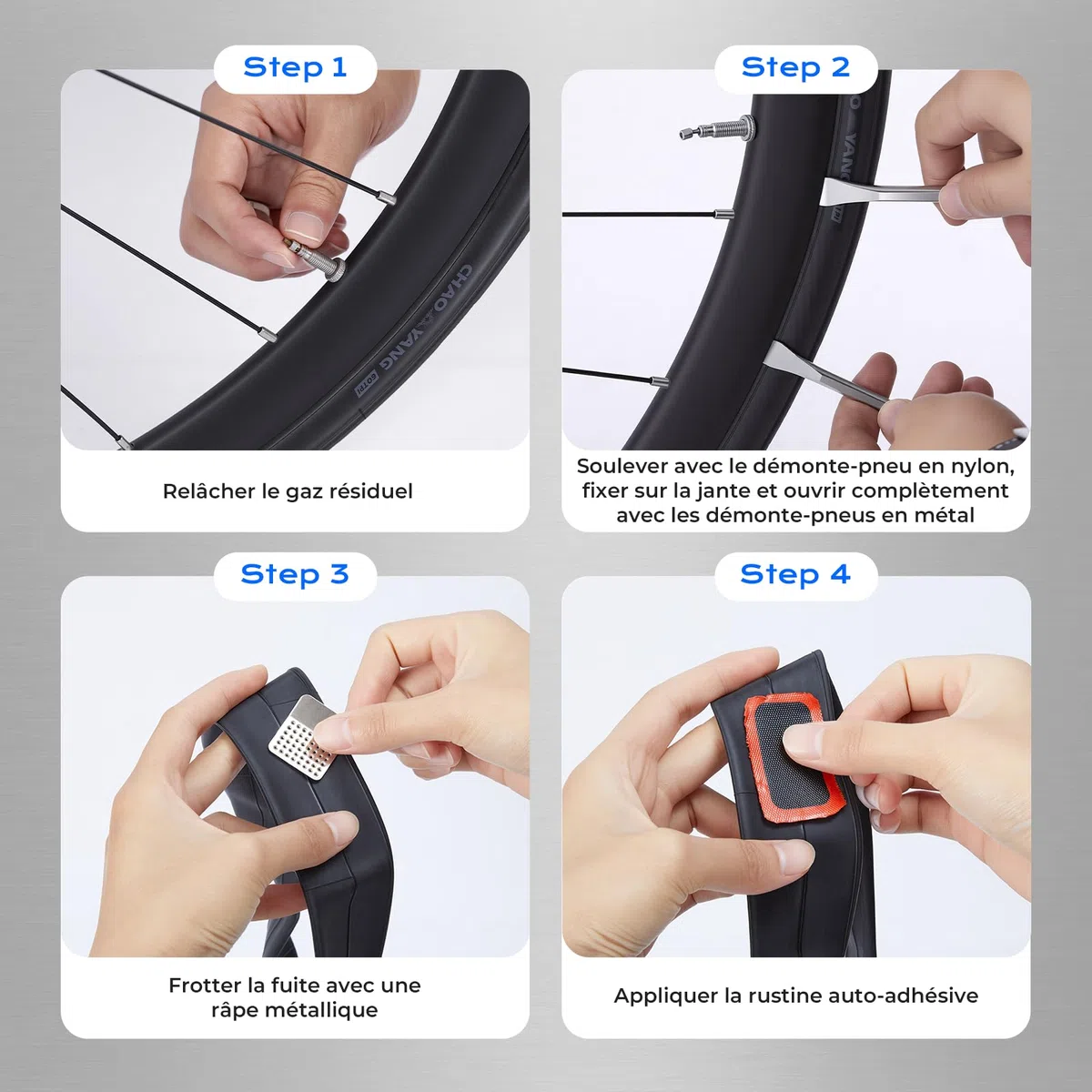 Kit Reparation Velo, Trousse Outils de Vélo, Outil Multifonction 16 en 1, Kit Crevaison Velo avec 3 Levier Pneu Velo, Rustine Velo Accesoire pour Bicyclette, VTT, Cyclisme