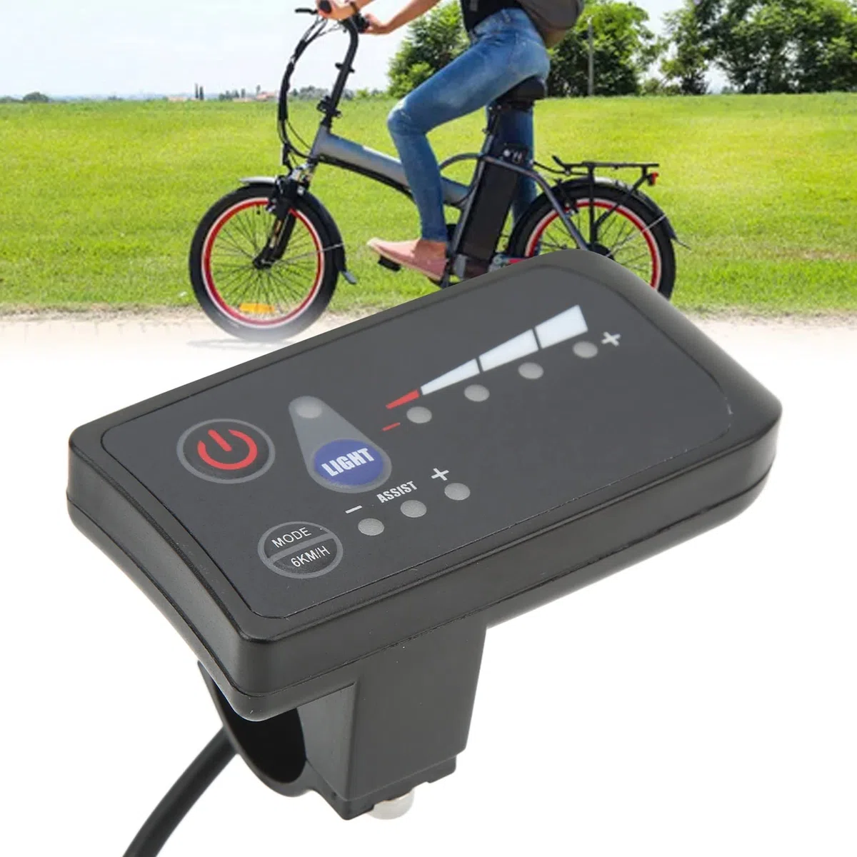 Fockety Panneau de contrôle, Interface 5 Broches étanche, Boîtier ABS, Ecran LED, Afficheur pour vélo électrique, Universel, Facile à Installer, Compteur de Vitesse pour vélo
