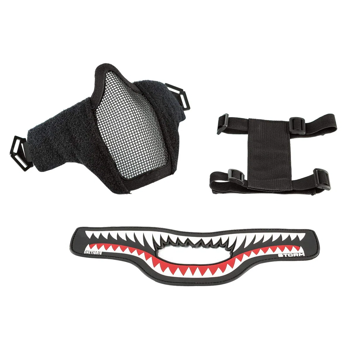 OneTigris Masque de Protection Visage Moitié en Maille d'acier + Moral Patch avec Les Sangles Réglables pour Airsoft Paintball CS