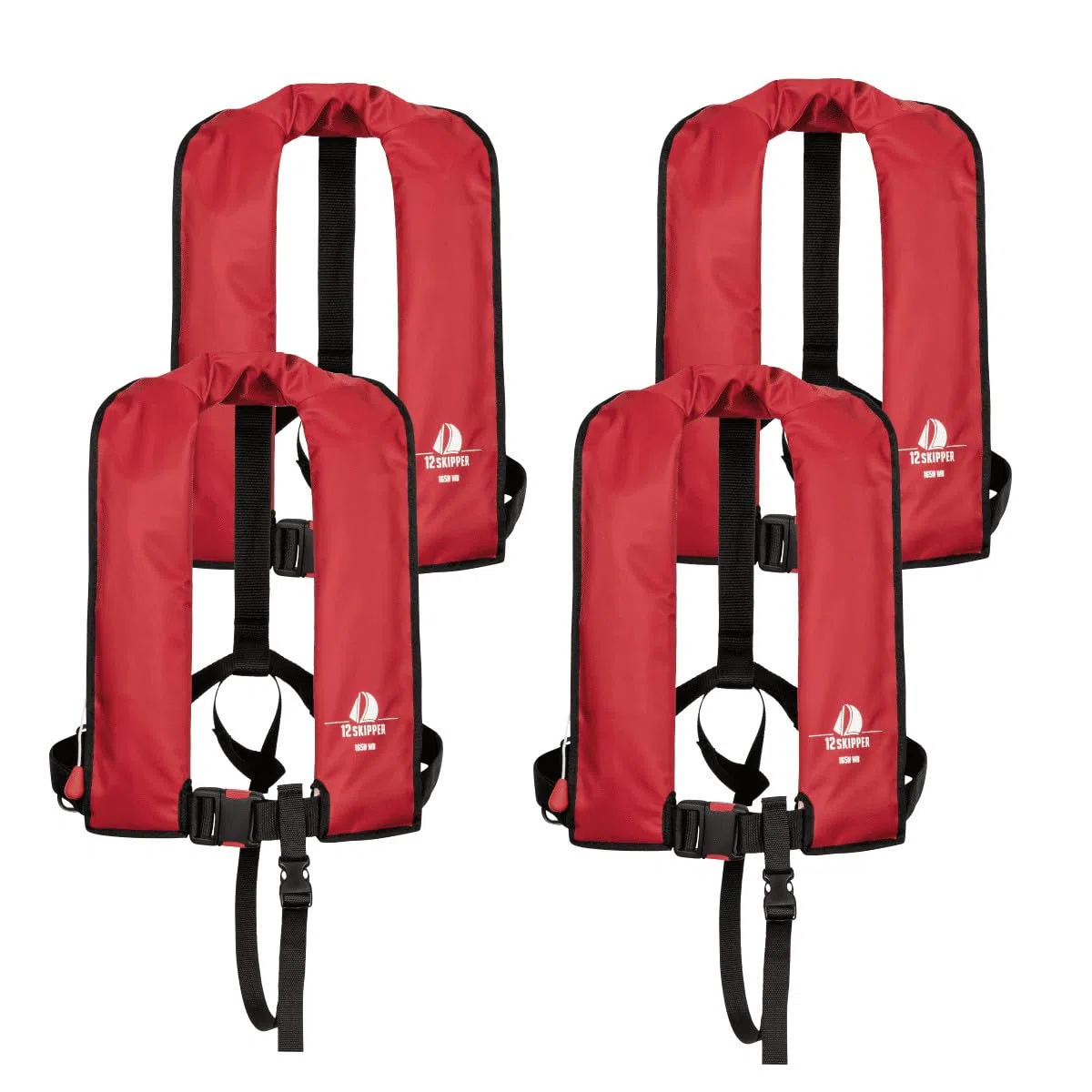 Lot de 4: Gilet de Sauvetage Automatique 165N ISO Waistbelt, Rouge