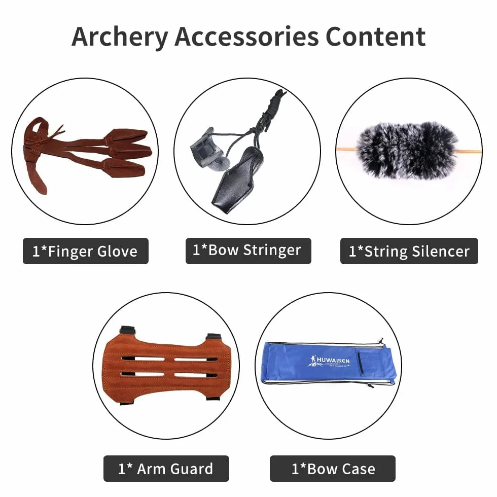 Huntingdoor Ensemble de tir à l'arc en Takedown Arc Classique 56" Poignées en Aluminium Adultes Kits de tir à l'arc pour la Pratique de la Cible Chasse Tir Cadeau d'entraînement 40 LB