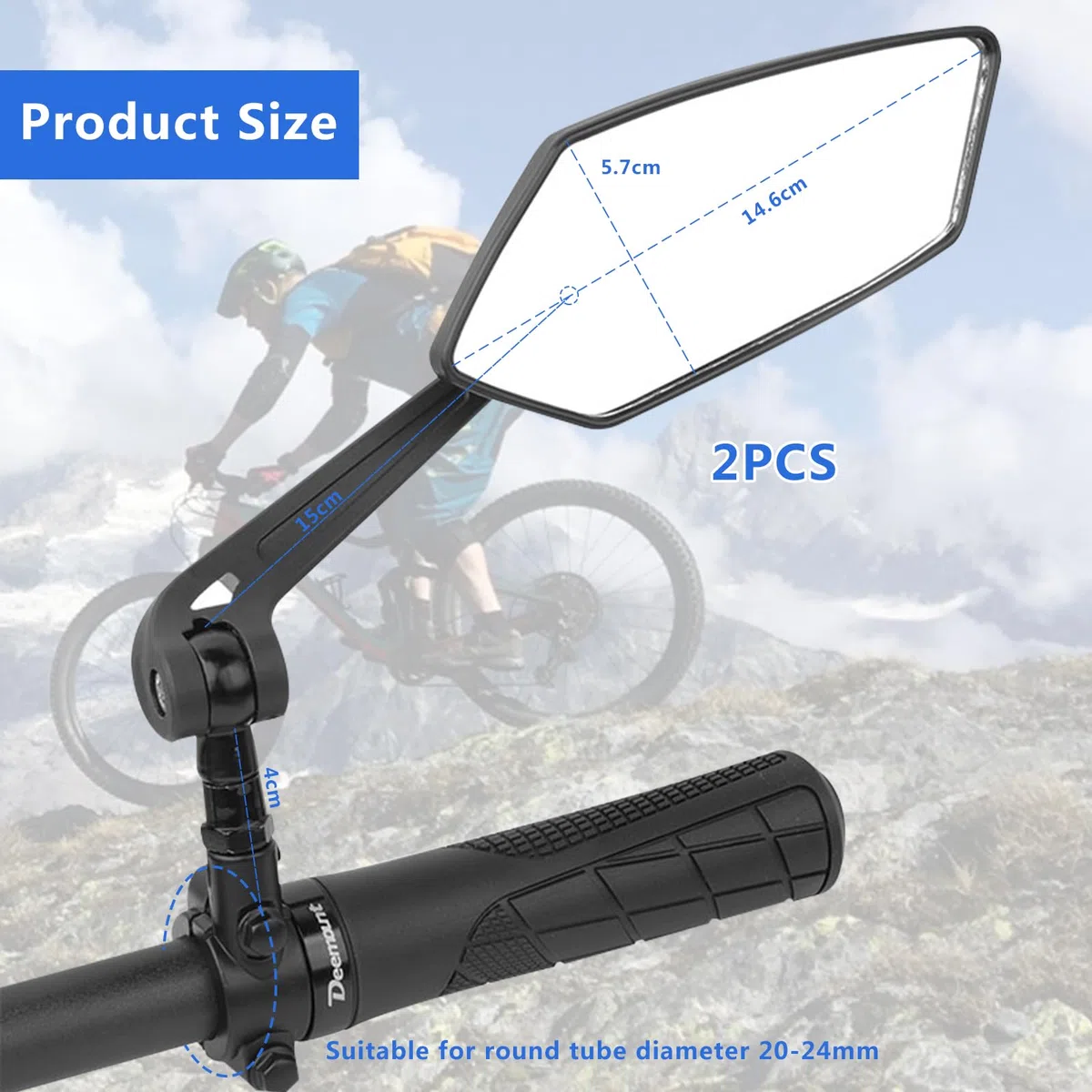 2 Rétroviseur Vélo, HD Grand Angle Rétroviseurs Trotinette Electrique, Réglables 360° Miroir de Vélo pour Guidon de 20 à 24mm Vélo de Montagne, Vélo électrique