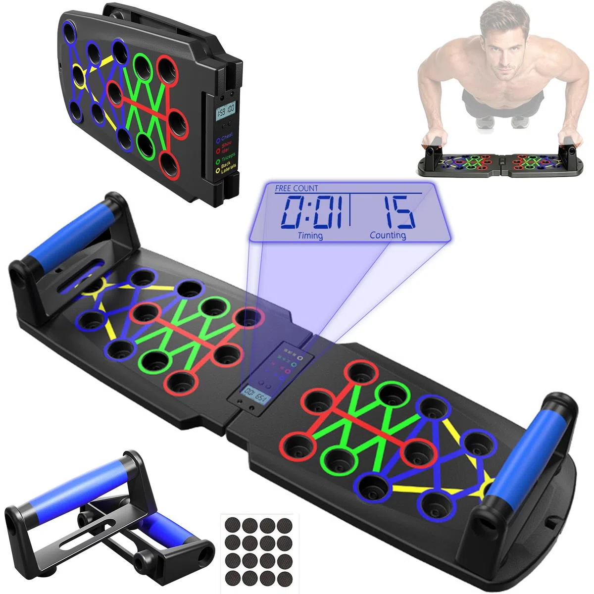 Barres de pompes pour hommes, poignées de pompes pliables, support de pompes – Équipement de musculation pour la poitrine et l’entraînement musculaire, idée cadeau de gym pour hommes